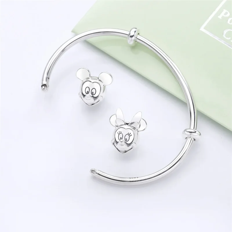 (kép) Disney, PANDORA Ezüst nyitott karperec, Mickey és Minnie - Megtekintés 4