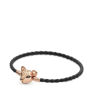 (kép) PANDORA Moments oroszlánkirálynő fonottbőr-karkötő - 588053CBK-S