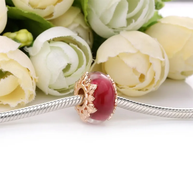 (kép) PANDORA rózsaszín muránói üveg és őszi levél charm - 788244 - Megtekintés 3