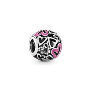 (kép) PANDORA Charm Rózsaszín áttört szabadkézi szív - 798677C01