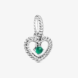 (kép) PANDORA Esőerdőzöld gyöngyös szív függő charm - 798854C05