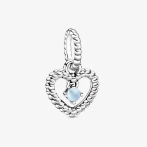 (kép) PANDORA Égkék gyöngyös szív függő charm - 798854C07