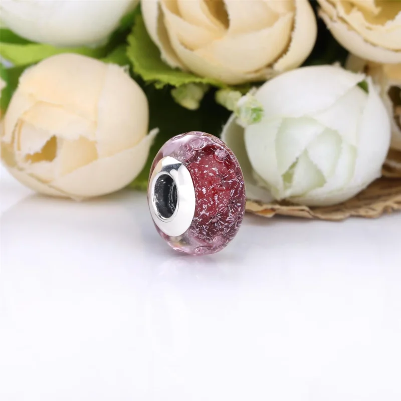 (kép) PANDORA Hullámos, rózsaszín muranói üveg charm - 798872C00 - Megtekintés 2