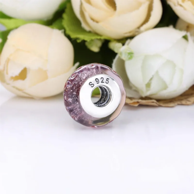 (kép) PANDORA Hullámos, rózsaszín muranói üveg charm - 798872C00 - Megtekintés 3