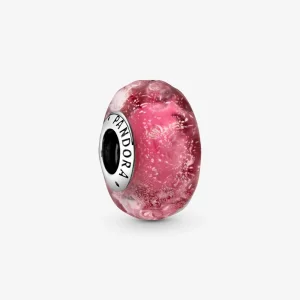 (kép) PANDORA Hullámos, rózsaszín muranói üveg charm - 798872C00