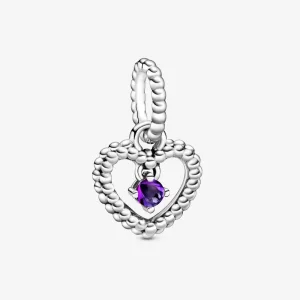 (kép) PANDORA Lila gyöngyös szív függő charm - 798854C03