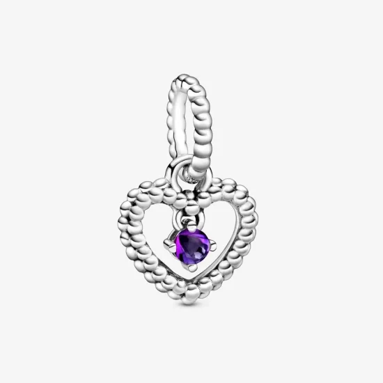 (kép) PANDORA Lila gyöngyös szív függő charm - 798854C03