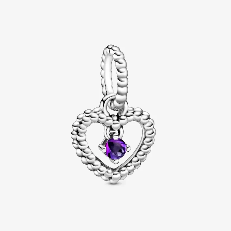 (kép) PANDORA Lila gyöngyös szív függő charm - 798854C03