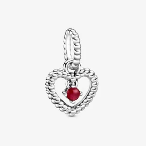 (kép) PANDORA Sötétvörös gyöngyös szív függő charm - 798854C08