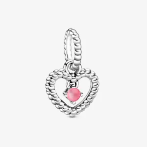 (kép) PANDORA Sziromrózsaszín gyöngyös szív függő charm - 798854C09