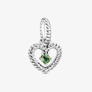 (kép) PANDORA Tavaszzöld gyöngyös szív függő charm - 798854C10