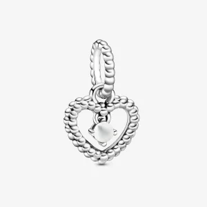 (kép) PANDORA Tejfehér gyöngyös szív függő charm - 798854C04