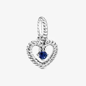 (kép) PANDORA Tengerkék gyöngyös szív függő charm - 798854C12