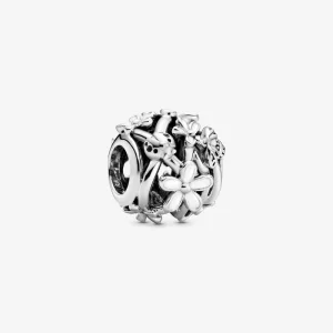 (kép) PANDORA Áttört fehér százszorszép virág Charm - 798772C01