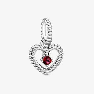 (kép) PANDORA Tűzpiros gyöngyös szív függő charm - 798854C02