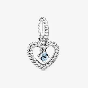 (kép) PANDORA Vízkék gyöngyös szív függő charm - 798854C01