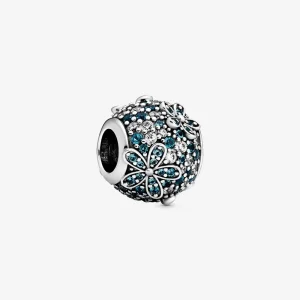 (kép) PANDORA Zöldeskék pávé százszorszép charm 798797C01