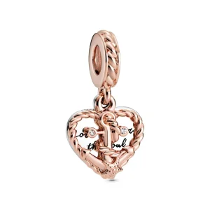 (kép) PANDORA függő charm Kötél szív és szerelem horgony - 788940C01