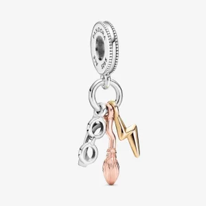 (kép) PANDORA Harry Potter, szemüveg, Nimbus 2000 és villám függő charm - 799129C00