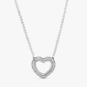 (kép) PANDORA Pavé kígyólánc mintás nyitott szív collier nyaklánc