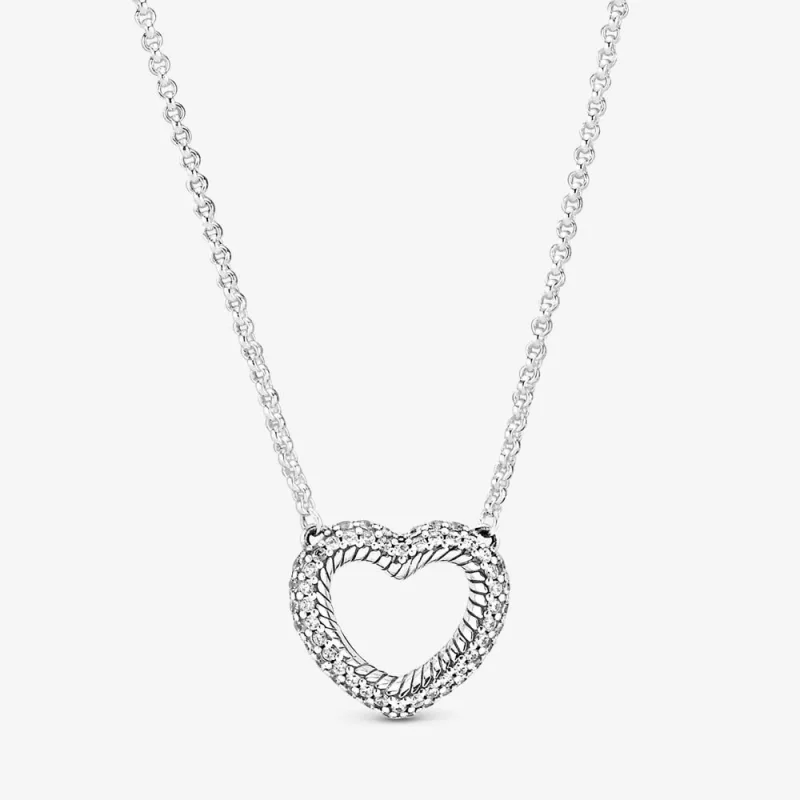 (kép) PANDORA Pavé kígyólánc mintás nyitott szív collier nyaklánc