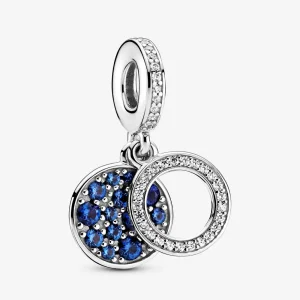 (kép) PANDORA Szikrázó kék lemezes dupla függő charm - 799186C01