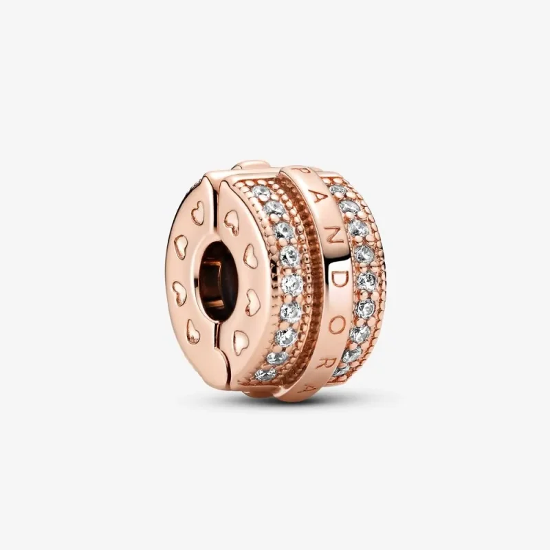 (kép) PANDORA Szikrázó pavé vonalak és logó klip charm - 789042C01