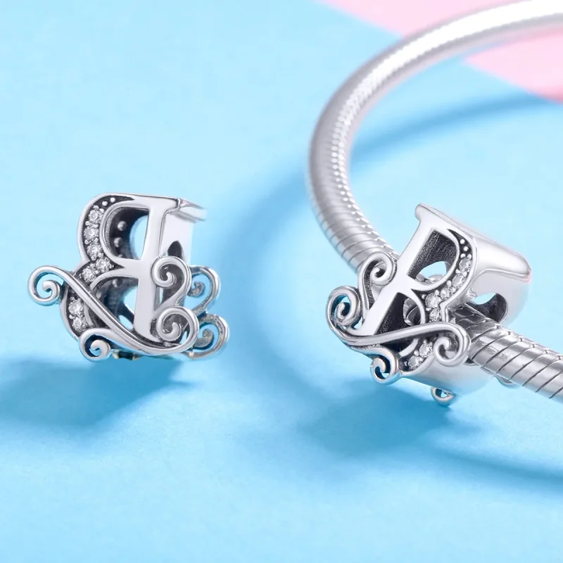 (kép) PANDORA Csillogó pavé virág B betű Charm - BSC030-B - Megtekintés 4