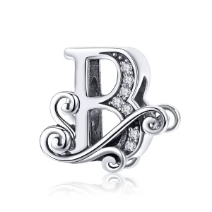 PANDORA Csillogó pavé virág B betű Charm - BSC030-B (kép) PANDORA Csillogó pavé virág B betű Charm - BSC030-B