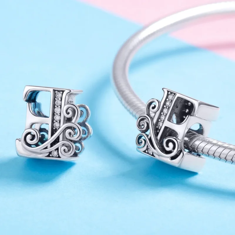 (kép) PANDORA Csillogó pavé virág E betű Charm - BSC030-E - Megtekintés 4