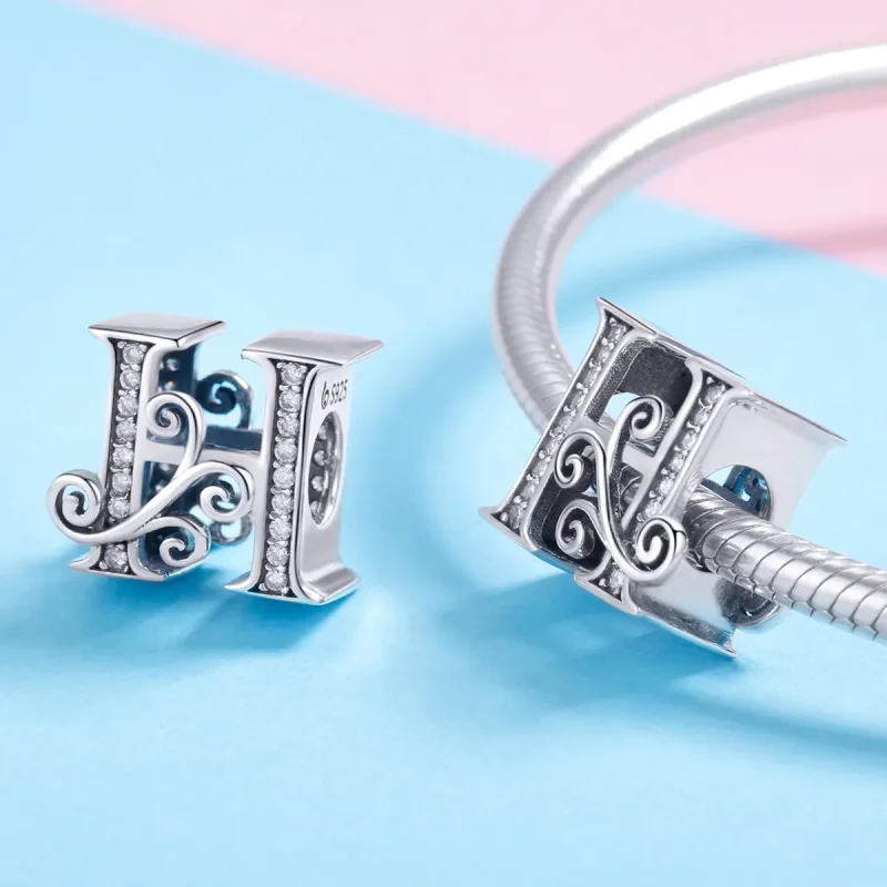 (kép) PANDORA Csillogó pavé virág H betű Charm - BSC030-H - Megtekintés 4