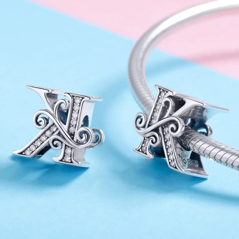(kép) PANDORA Csillogó pavé virág K betű Charm - BSC030-K - Megtekintés 4