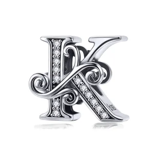 PANDORA Csillogó pavé virág K betű Charm - BSC030-K (kép) PANDORA Csillogó pavé virág K betű Charm - BSC030-K