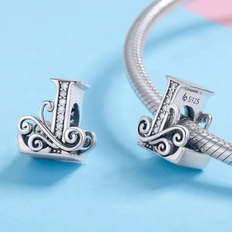 (kép) PANDORA Csillogó pavé virág L betű Charm - BSC030-L - Megtekintés 4
