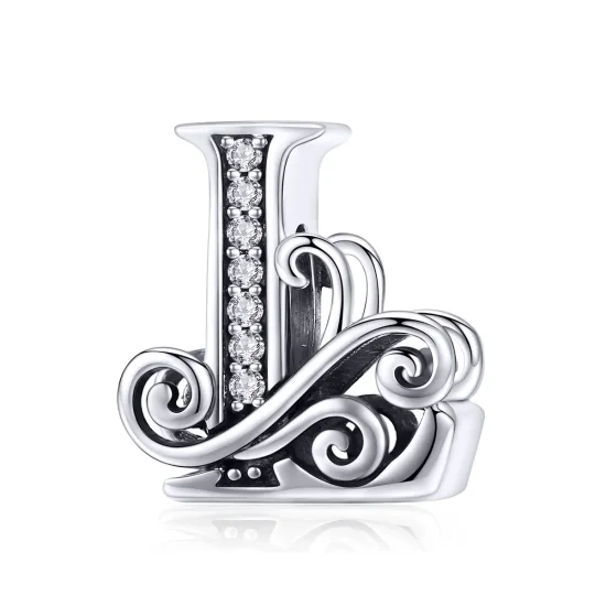 (kép) PANDORA Csillogó pavé virág L betű Charm - BSC030-L