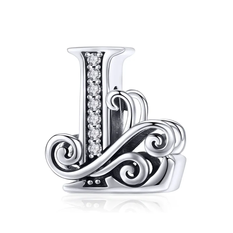 (kép) PANDORA Csillogó pavé virág L betű Charm - BSC030-L