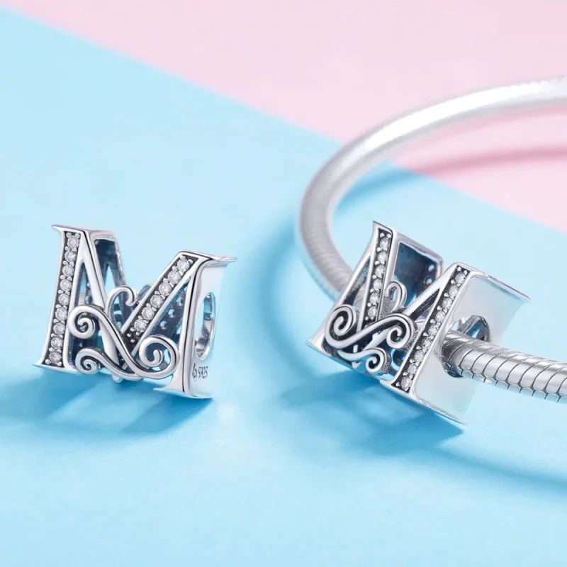 (kép) PANDORA Csillogó pavé virág M betű Charm - BSC030-M - Megtekintés 4