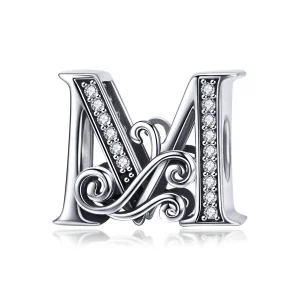 PANDORA Csillogó pavé virág M betű Charm - BSC030-M (kép) PANDORA Csillogó pavé virág M betű Charm - BSC030-M