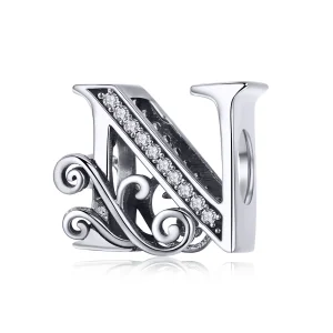 PANDORA Csillogó pavé virág N betű Charm - BSC030-N (kép) PANDORA Csillogó pavé virág N betű Charm - BSC030-N