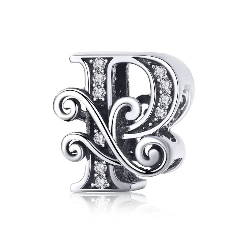 (kép) PANDORA Csillogó pavé virág P betű Charm - BSC030-P