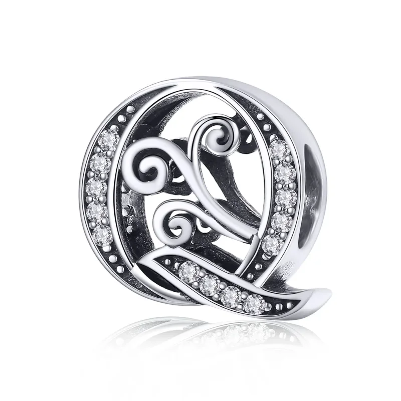 (kép) PANDORA Csillogó pavé virág Q betű Charm - BSC030-Q
