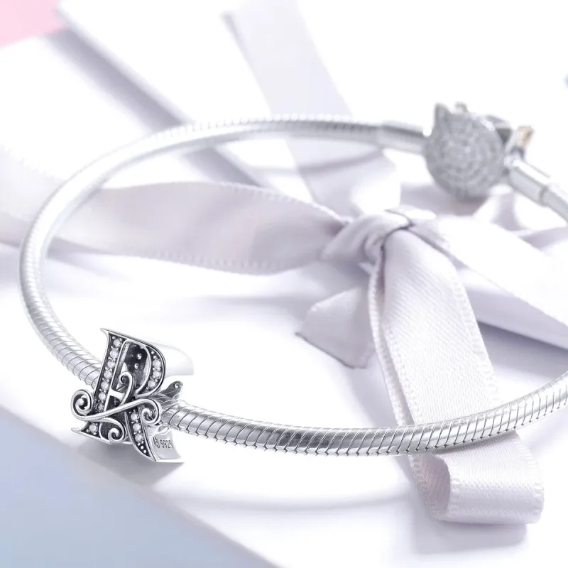(kép) PANDORA Csillogó pavé virág R betű Charm - BSC030-R - Megtekintés 3