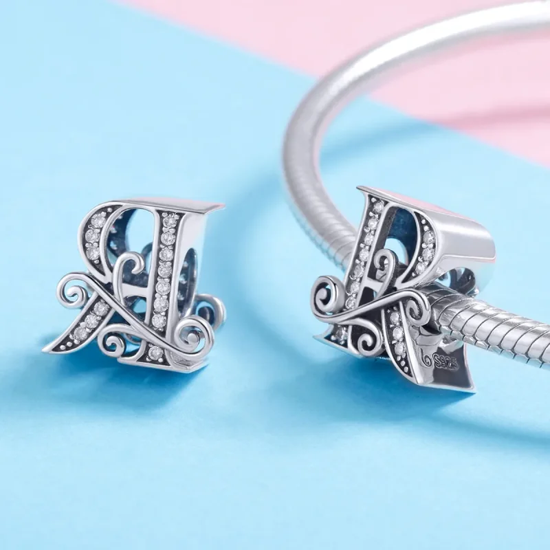 (kép) PANDORA Csillogó pavé virág R betű Charm - BSC030-R - Megtekintés 4