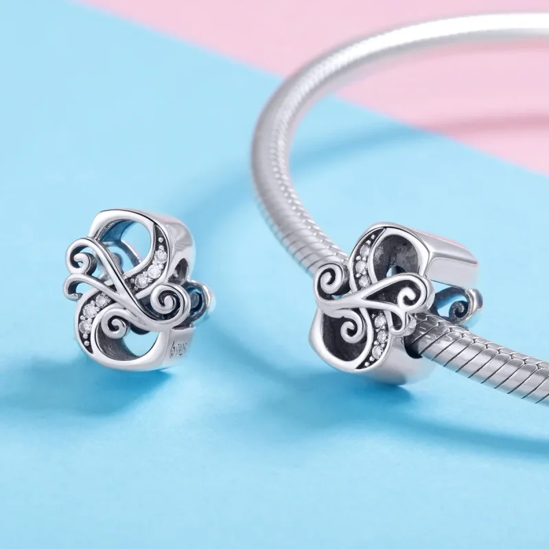 (kép) PANDORA Csillogó pavé virág S betű Charm - BSC030-S - Megtekintés 4