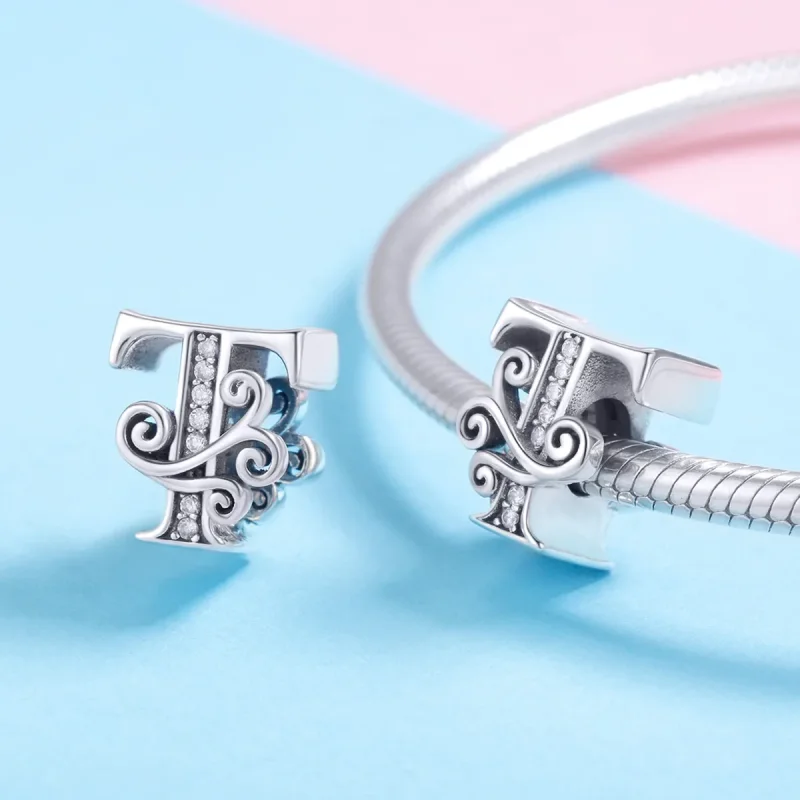 (kép) PANDORA Csillogó pavé virág T betű Charm - BSC030-T - Megtekintés 4