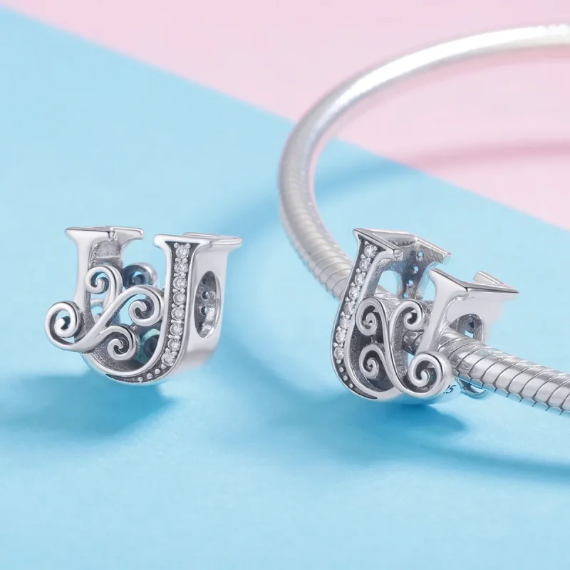 (kép) PANDORA Csillogó pavé virág U betű Charm - BSC030-U - Megtekintés 4