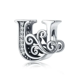 PANDORA Csillogó pavé virág U betű Charm - BSC030-U (kép) PANDORA Csillogó pavé virág U betű Charm - BSC030-U