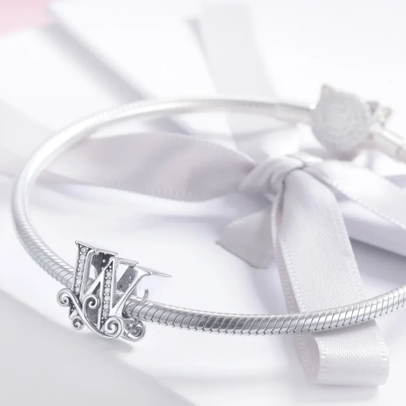 (kép) PANDORA Csillogó pavé virág W betű Charm - BSC030-W - Megtekintés 3