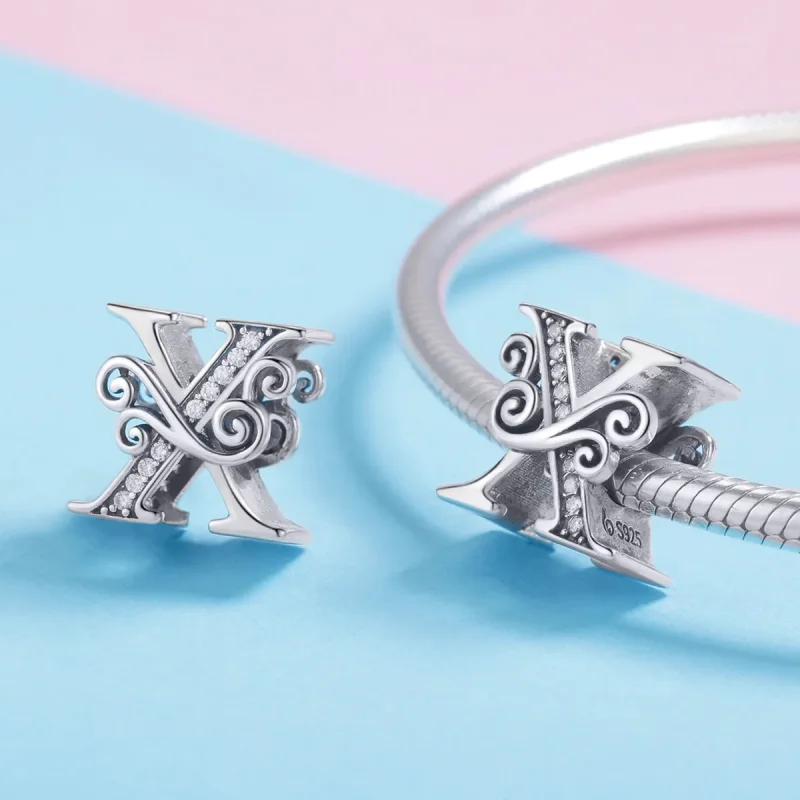 (kép) PANDORA Csillogó pavé virág X betű Charm - BSC030-X - Megtekintés 4