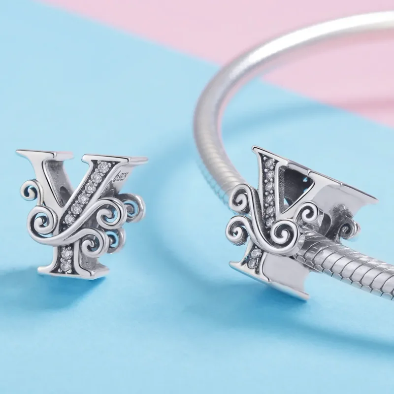 (kép) PANDORA Csillogó pavé virág Y betű Charm - BSC030-Y - Megtekintés 4